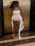 Strapless Bodycon White Short Party Dresses Chiffon White Birthday Dresses Sleeveless Homecoming Dresses HZ1024