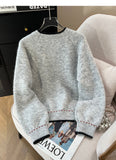 lazy style round neck long sleeve sweater HZ1024