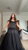 New Halloween Party Dresses Sexy Off-the-shoulder A-Line Black Long Evening Dresses Black Formal Dresses HZ1024