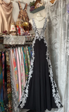 Sweetheart Sheath Black Long Prom Dresses Lace Applique Black Long Evening Dresses HZ1024