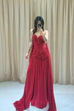 Sweetheart Sheath Burgundy Long Prom Dresses Chiffon Burgundy Long Evening Dresses HZ1024