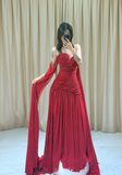 Sweetheart Sheath Burgundy Long Prom Dresses Chiffon Burgundy Long Evening Dresses HZ1024
