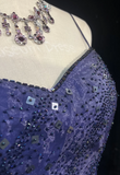 Spaghetti Strap A-Line Purple Long Prom Dresses Tulle Beaded Purple Long Evening Dresses HZ1024