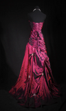 Sweetheart Neck A-Line Long Prom Dresses Taffeta Burgundy Formal Dresses Sleeveless Evening Gowns HZ1024