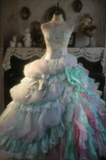 Strapless Ball Gowns Tulle Long Prom Dresses Tiffany Blue Quinceanera Dresses Sweet 16 Dress HZ1024