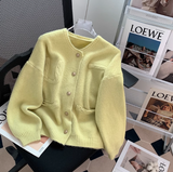 style gentle round neck knitted cardigan HZ1024