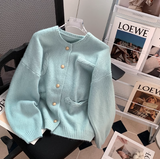 style gentle round neck knitted cardigan HZ1024