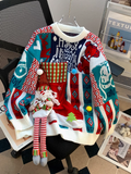 3D Santa Claus Red Round Neck Pullover Sweater HZ1024