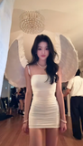 Spaghetti Strap White Short Birthday Dresses Chiffon Bodycon White Homecoming Dresses HZ1024