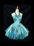 Halter A-line Blue Short Birthday Dresses Satin Blue Party Dresses HZ1024
