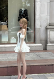 Off-the-shoulder Ball Gown Tulle Short Birthday Dresses White Party Dresses HZ1024