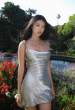 Spaghetti Strap Sheath Grey Short Formal Dresses Satin Grey Party Dresses Backless Homecoming Dresses HZ1024