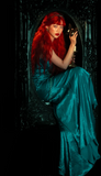 V-neck Sheath Turquoise Long Prom Dresses Beaded Satin Turquoise Evening Dresses HZ1024