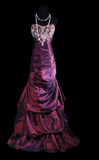 Strapless Sheath Purple Long Prom Dresses Taffeta Rhinestone Applique Purple Evening Dresses Sweet 16 Dresses HZ1024