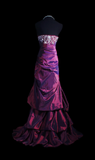 Strapless Sheath Purple Long Prom Dresses Taffeta Rhinestone Applique Purple Evening Dresses Sweet 16 Dresses HZ1024