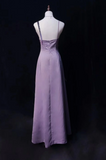 Asymmetric Neck Sheath Lavender Long Prom Dresses Satin Lavender Evening Dresses HZ1024