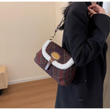 Retro Wool Plaid Crossbody Bag HZ1024