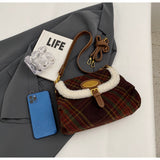 Retro Wool Plaid Crossbody Bag HZ1024