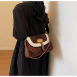 Retro Wool Plaid Crossbody Bag HZ1024