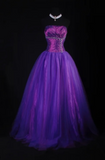 Strapless Ball Gown Purple Long Prom Dresses Tulle Purple Evening Dresses HZ1024