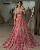 Square Neck Two-Piece Beaded Red Long Prom Dress HZ1024