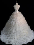 Strapless Ball Gown Long Wedding Dress Sleeveless Bridal Gown Tulle Bride Dress HZ1024