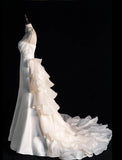 Strapless Mermaid Long Wedding Dress Sleeveless White Bridal Gown Satin Bride Dress HZ1024