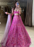 Two-Piece Tulle Beaded Pink Long Prom Dress HZ1024