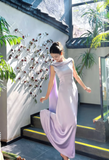 Sheath Satin Purple Bridesmaid Dresses Purple Formal Dresses HZ1024