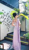 Sheath Satin Purple Bridesmaid Dresses Purple Formal Dresses HZ1024