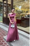 Red Sheath Satin Bridesmaid Dresses Red Formal Evening Dresses HZ1024