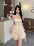 A-line sweet style tube top dress HZ1024