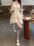 A-line sweet style tube top dress HZ1024