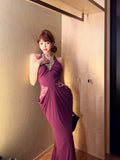 lady style beaded halter neck dress HZ1024