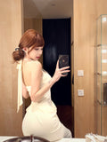 lady style beaded halter neck dress HZ1024