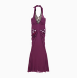 lady style beaded halter neck dress HZ1024