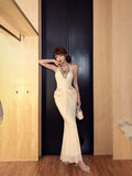lady style beaded halter neck dress HZ1024