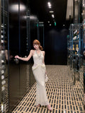 lady style beaded halter neck dress HZ1024
