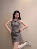 Grey Slim Sleeveless Tank Dress HZ1024
