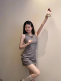 Grey Slim Sleeveless Tank Dress HZ1024