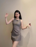 Grey Slim Sleeveless Tank Dress HZ1024