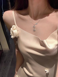 floral silk fishtail suspender dress HZ1024