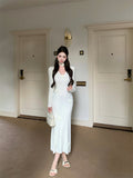 Flower V-Neck Long Sleeve Knitted Dress HZ1024