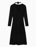 Flower V-Neck Long Sleeve Knitted Dress HZ1024