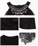 diamond v-neck black halter dress birthday dress HZ1024