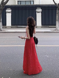 holiday style red strappy suspender floral dress HZ1024