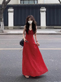 holiday style red strappy suspender floral dress HZ1024