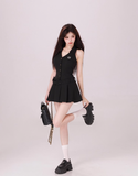 sleeveless halterneck pleated skirt HZ1024