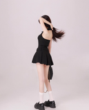 sleeveless halterneck pleated skirt HZ1024