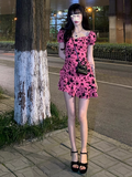 retro sweet backless pink floral dress HZ1024